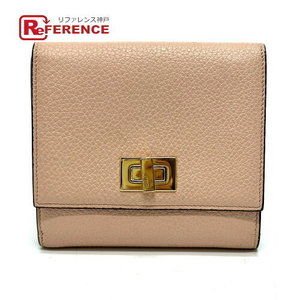 FENDI Peekaboo Bifold Wallet Leather Pink